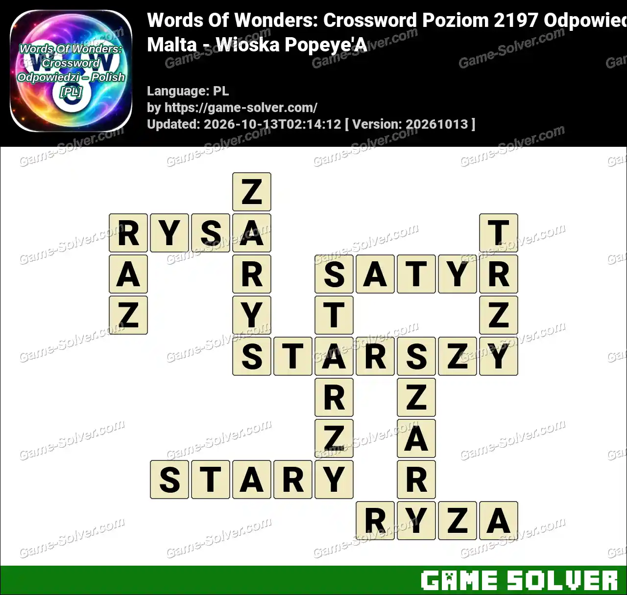Words Of Wonders: Crossword Poziom 2197 Odpowiedzi – Malta – Wioska Popeye’A